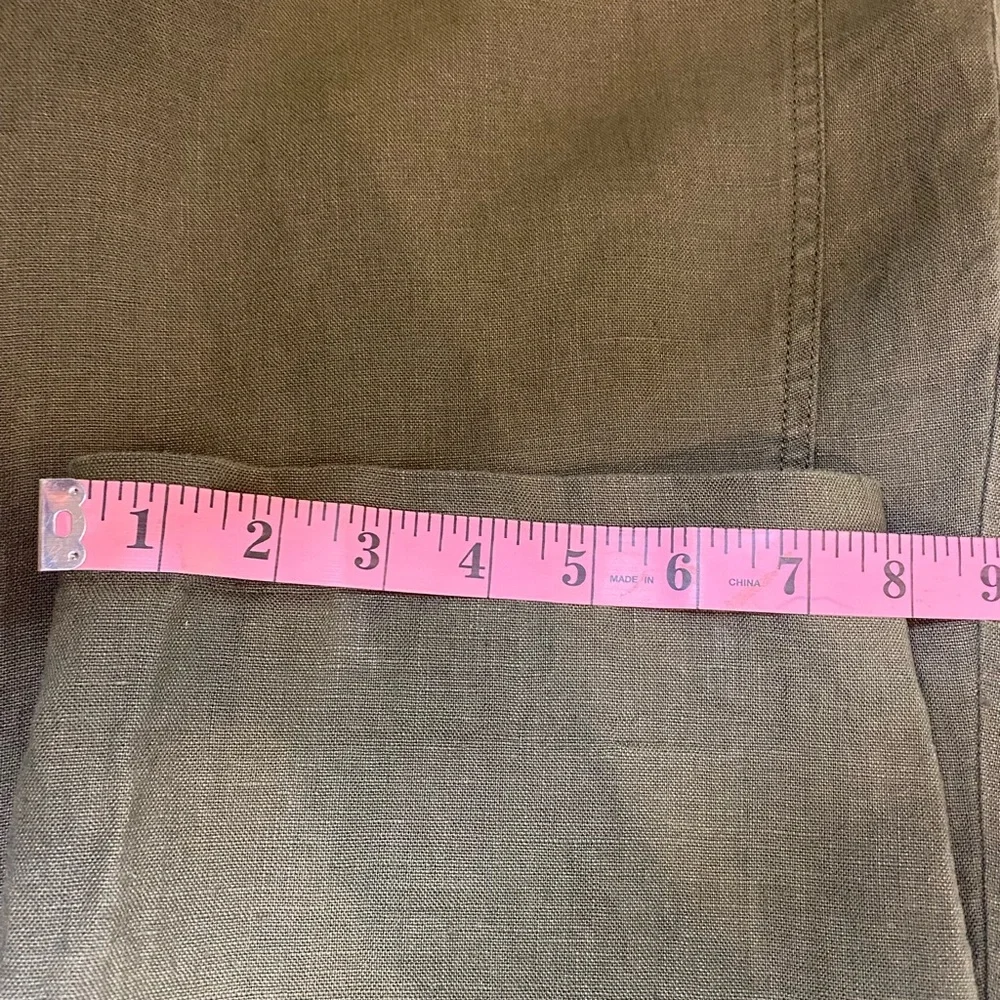 J. Jill Love Linen Tapered Leg Pull On Cropped Joggers Pants Olive Green Sz Med - Picture 11 of 11